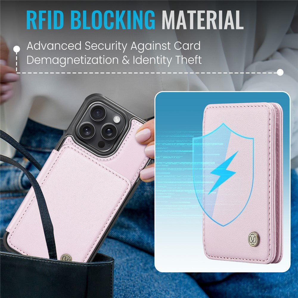 JEEHOOD J05 For iPhone 14 Pro Case Leather Mobile Cover with Detachable Magnetic Card Bag