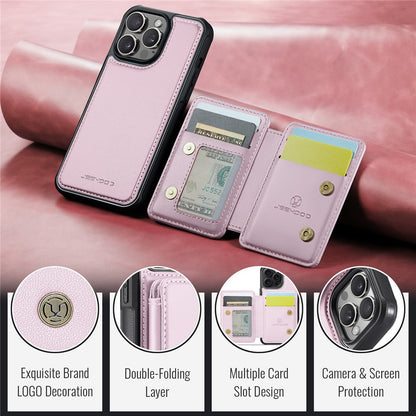 JEEHOOD J05 For iPhone 14 Pro Case Leather Mobile Cover with Detachable Magnetic Card Bag