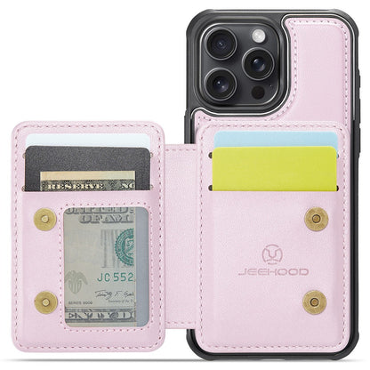 JEEHOOD J05 For iPhone 14 Pro Case Leather Mobile Cover with Detachable Magnetic Card Bag