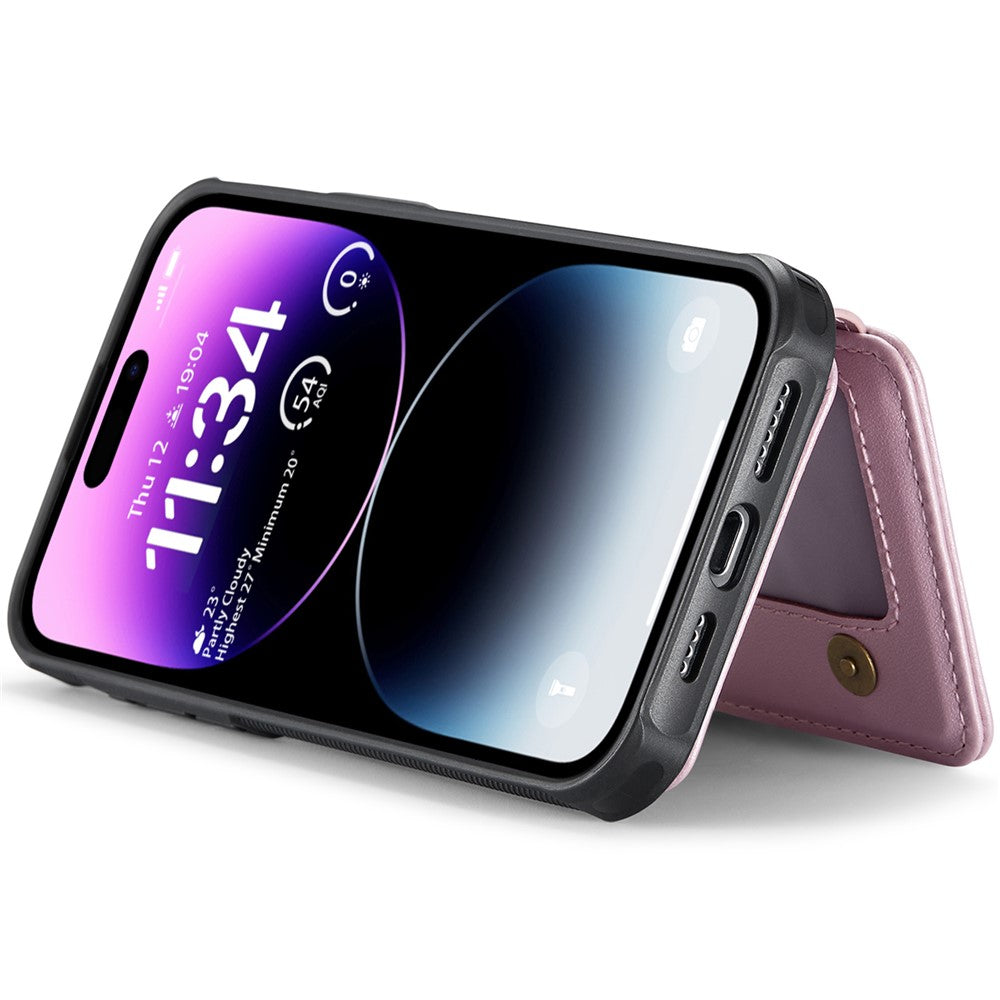 JEEHOOD J05 For iPhone 14 Pro Case Leather Mobile Cover with Detachable Magnetic Card Bag