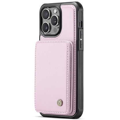 JEEHOOD J05 For iPhone 14 Pro Case Leather Mobile Cover with Detachable Magnetic Card Bag