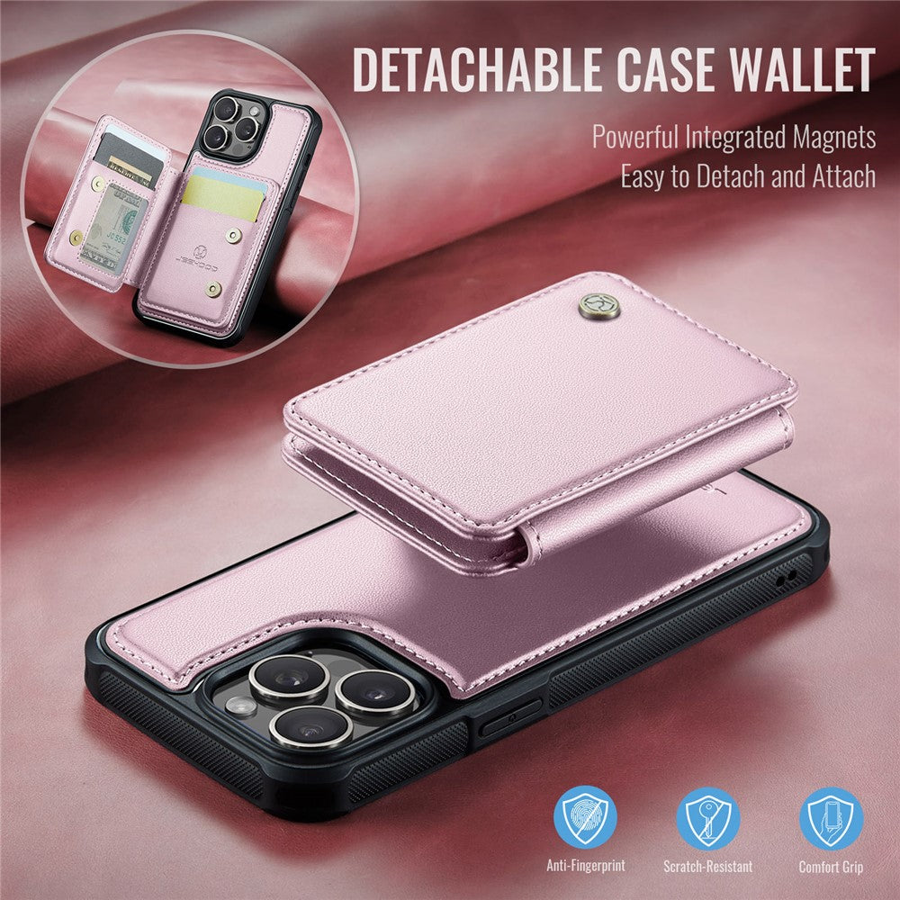 JEEHOOD J05 For iPhone 14 Pro Case Leather Mobile Cover with Detachable Magnetic Card Bag