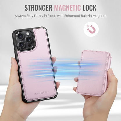 JEEHOOD J05 For iPhone 14 Pro Case Leather Mobile Cover with Detachable Magnetic Card Bag