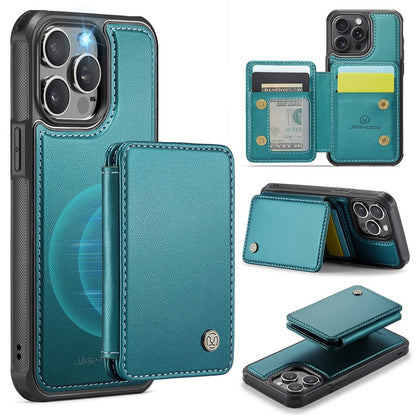 JEEHOOD J05 For iPhone 14 Pro Case Leather Mobile Cover with Detachable Magnetic Card Bag