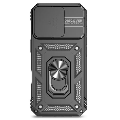 For iPhone 16 Pro Max Case Ring Kickstand Slide Camera Lid PC+TPU Phone Cover