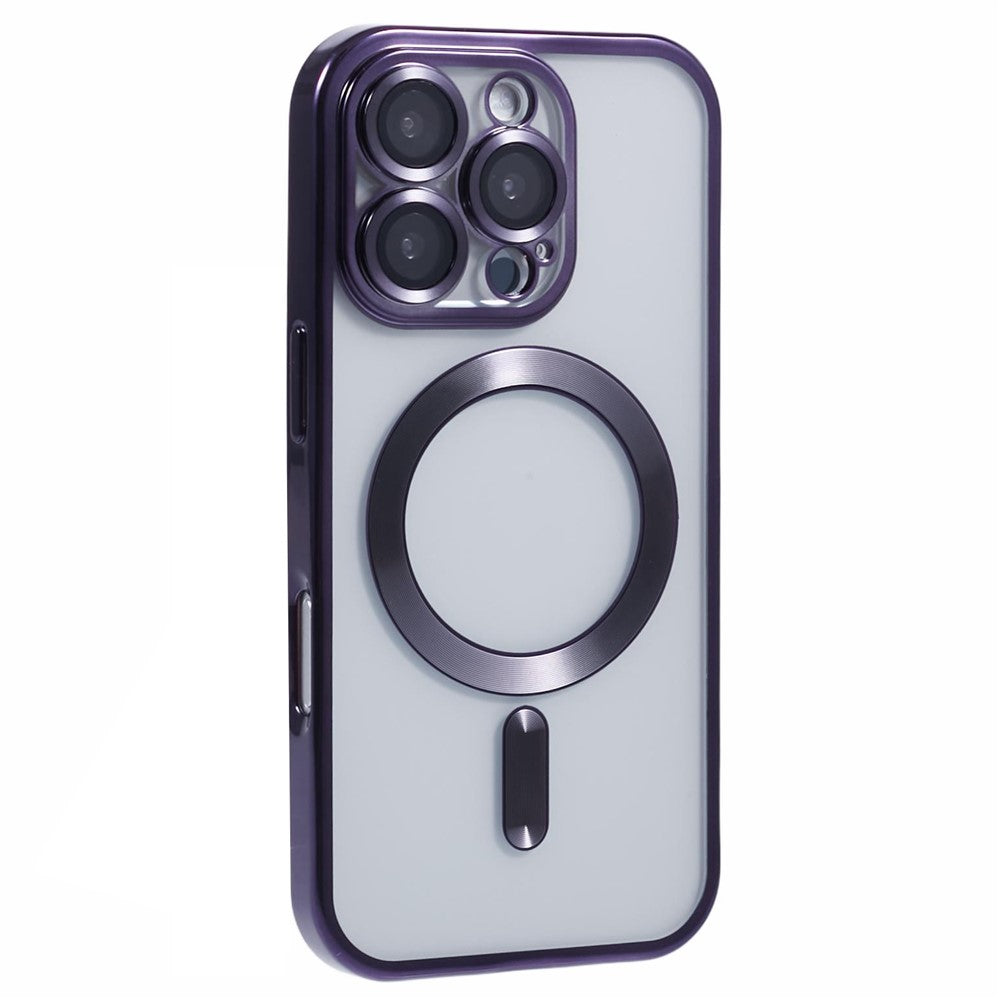 For iPhone 16 Pro Max Case Compatible with MagSafe Electroplating TPU Phone Cover with Lens Film