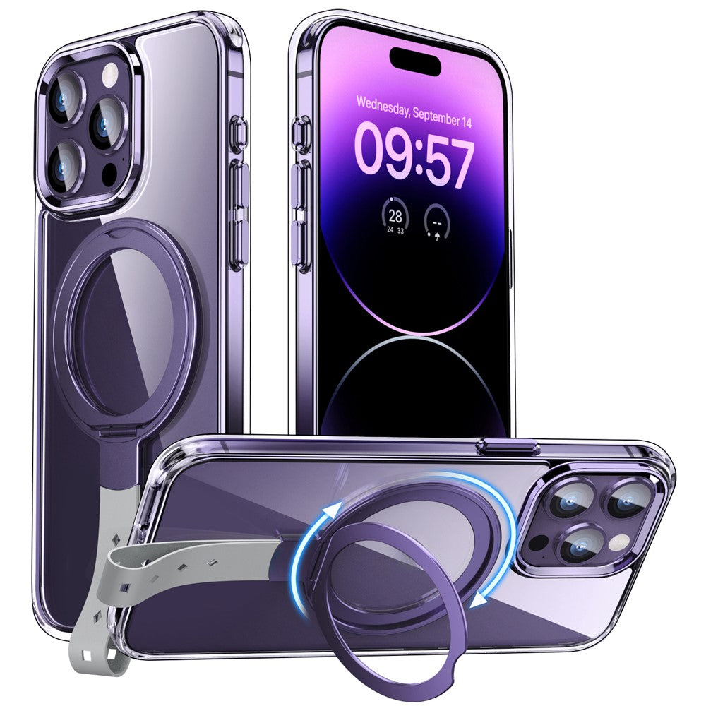 For iPhone 14 Pro Case Compatible with Magsafe Rotatable Kickstand Hard PC Phone Cover