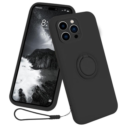 For iPhone 16 Pro Max Case Ring Kickstand Phone Cover with Strap