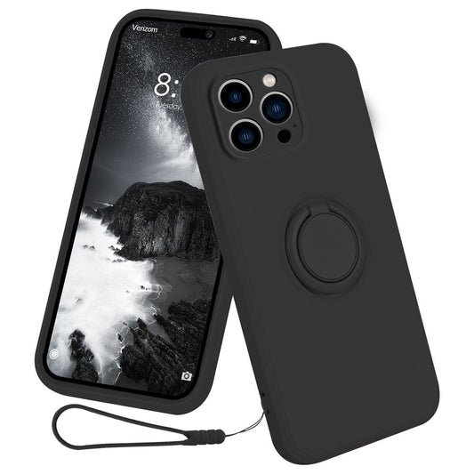 For iPhone 16 Pro Max Case Ring Kickstand Phone Cover with Strap