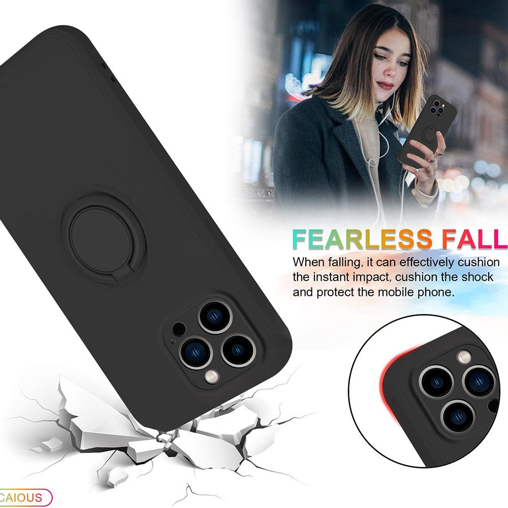 For iPhone 16 Pro Max Case Ring Kickstand Phone Cover with Strap