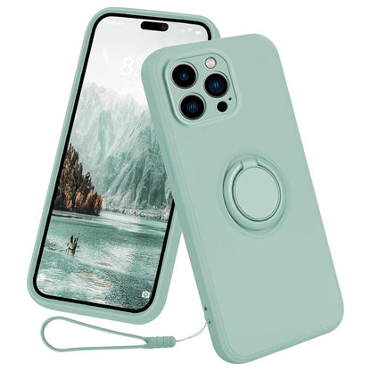 For iPhone 16 Pro Max Case Ring Kickstand Phone Cover with Strap