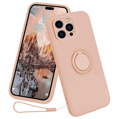 For iPhone 16 Pro Max Case Ring Kickstand Phone Cover with Strap