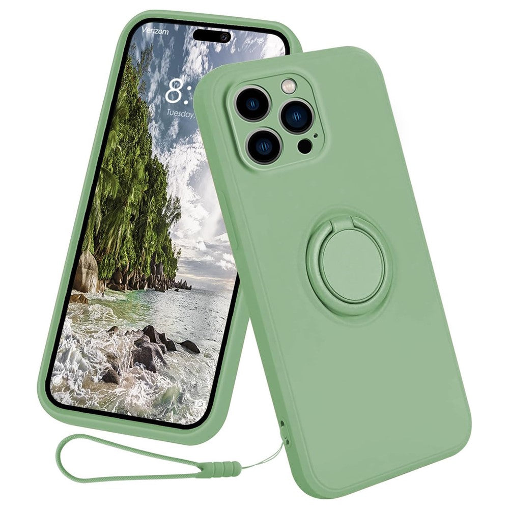 For iPhone 16 Pro Max Case Ring Kickstand Phone Cover with Strap