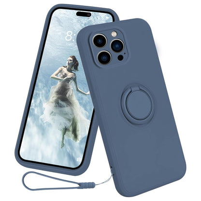 For iPhone 16 Pro Max Case Ring Kickstand Phone Cover with Strap