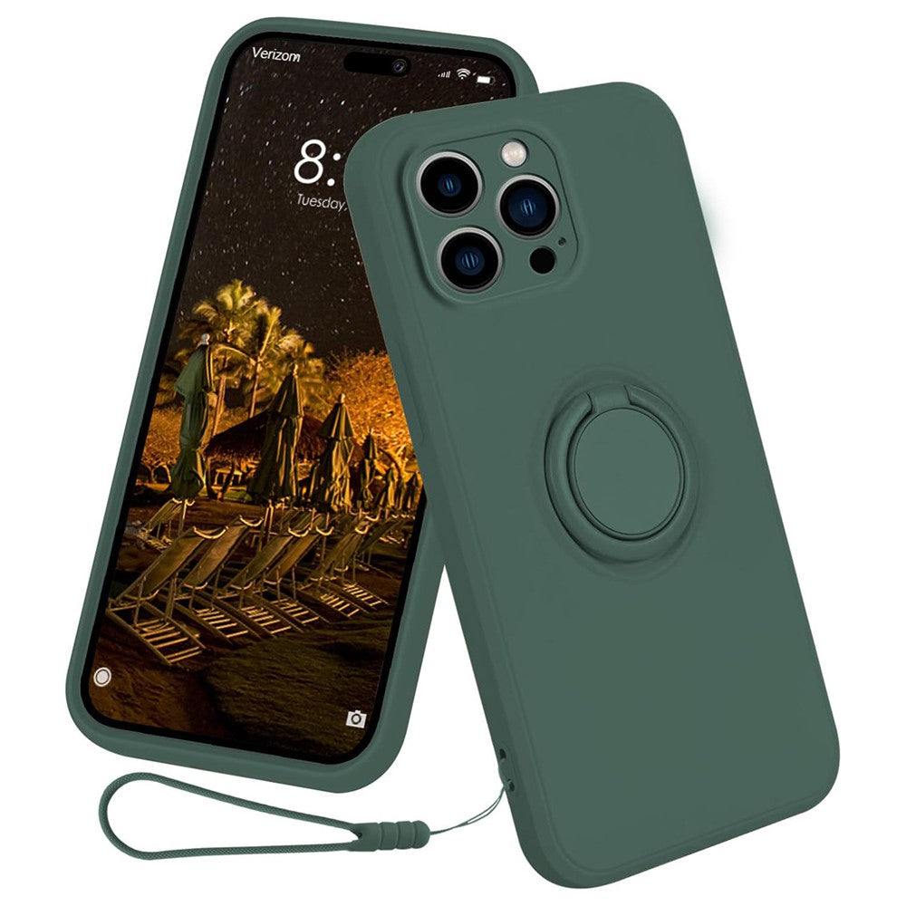 For iPhone 16 Pro Max Case Ring Kickstand Phone Cover with Strap