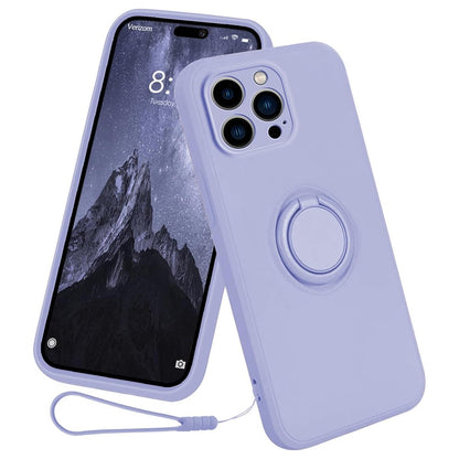 For iPhone 16 Pro Max Case Ring Kickstand Phone Cover with Strap