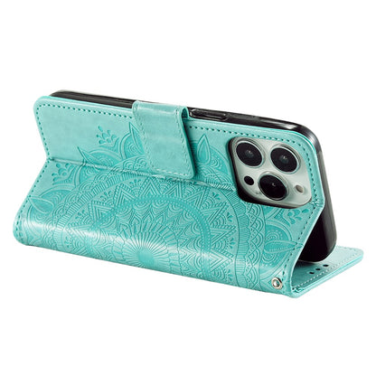 For iPhone 16 Pro Stand Case Imprinted Totem PU Leather Wallet Phone Cover