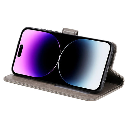 For iPhone 16 Pro Max Stand Case Imprinted Totem PU Leather Wallet Phone Cover