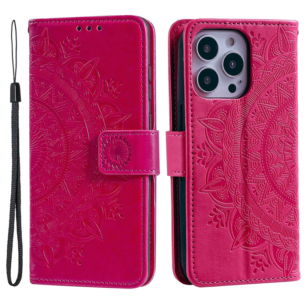 For iPhone 16 Pro Max Stand Case Imprinted Totem PU Leather Wallet Phone Cover