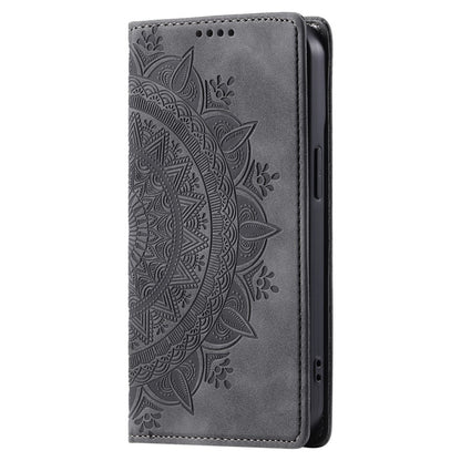 For iPhone 16 Pro Max Case Imprinted Mandala Leather Magnetic Closure Phone Cover