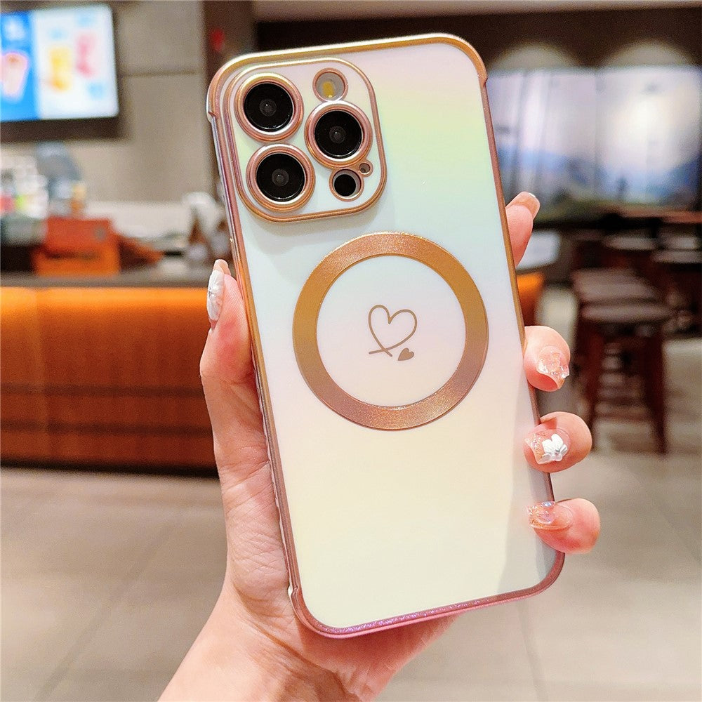 For iPhone 14 Pro Case Compatible with Magesafe Love Heart Gradient Color TPU Phone Cover