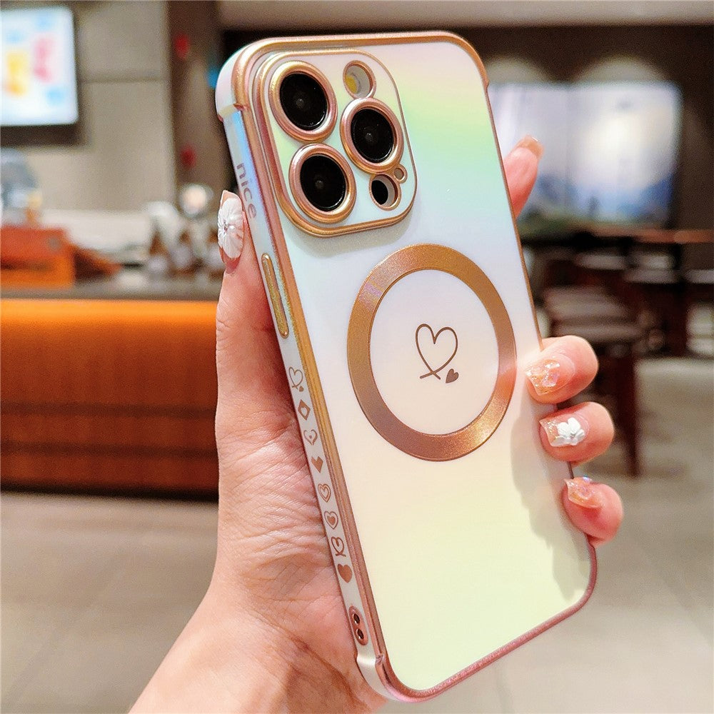 For iPhone 14 Pro Case Compatible with Magesafe Love Heart Gradient Color TPU Phone Cover