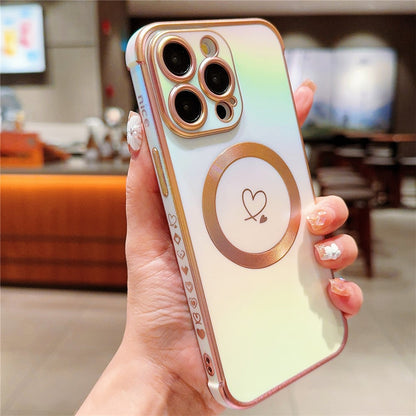 For iPhone 14 Pro Case Compatible with Magesafe Love Heart Gradient Color TPU Phone Cover