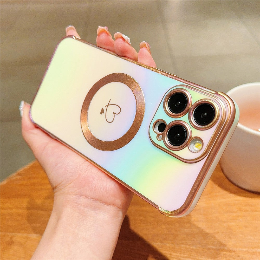 For iPhone 14 Pro Case Compatible with Magesafe Love Heart Gradient Color TPU Phone Cover