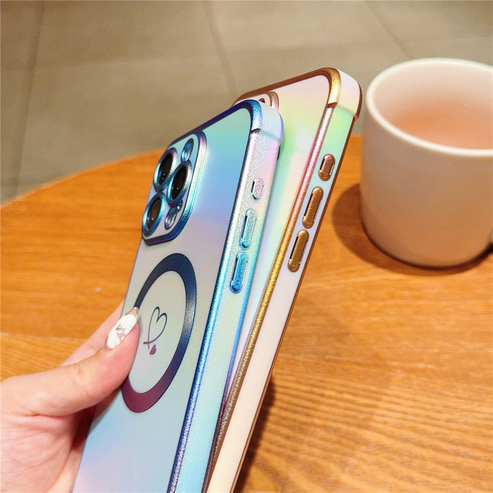 For iPhone 14 Pro Case Compatible with Magesafe Love Heart Gradient Color TPU Phone Cover