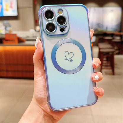 For iPhone 14 Pro Case Compatible with Magesafe Love Heart Gradient Color TPU Phone Cover