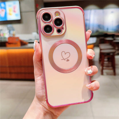 For iPhone 14 Pro Case Compatible with Magesafe Love Heart Gradient Color TPU Phone Cover