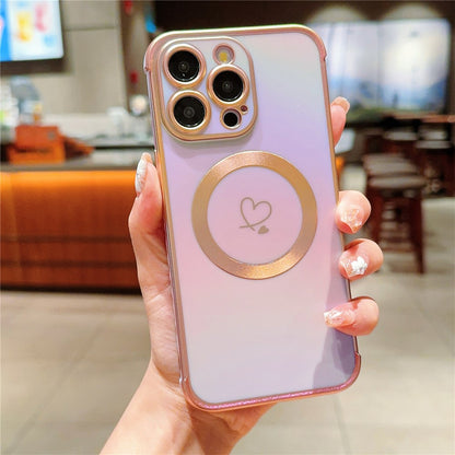 For iPhone 14 Pro Case Compatible with Magesafe Love Heart Gradient Color TPU Phone Cover