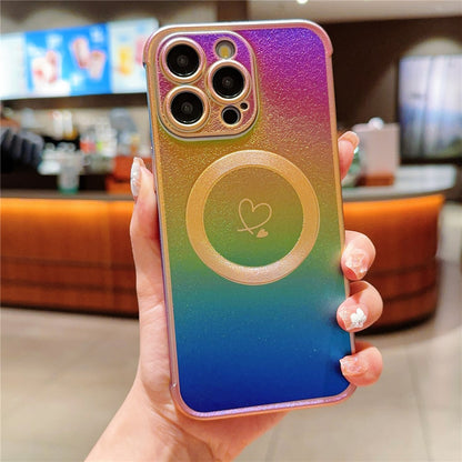 For iPhone 14 Pro Case Compatible with Magesafe Love Heart Gradient Color TPU Phone Cover