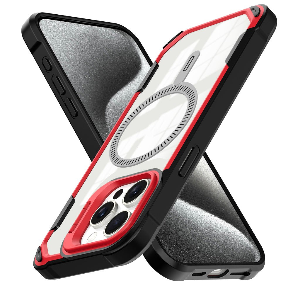 For iPhone 14 Pro Case PC+TPU+Acrylic Back Cover with Lens Kickstand Compatible with MagSafe