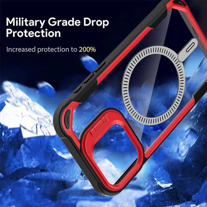 For iPhone 14 Pro Case PC+TPU+Acrylic Back Cover with Lens Kickstand Compatible with MagSafe
