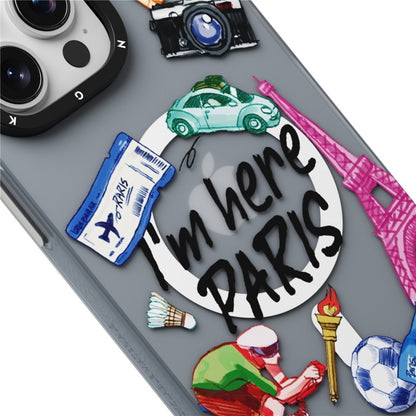 YOUNGKIT I'm Here Paris Series For iPhone 14 Pro Magnetic Case Cute Pattern Shockproof PC+TPU Phone Cover
