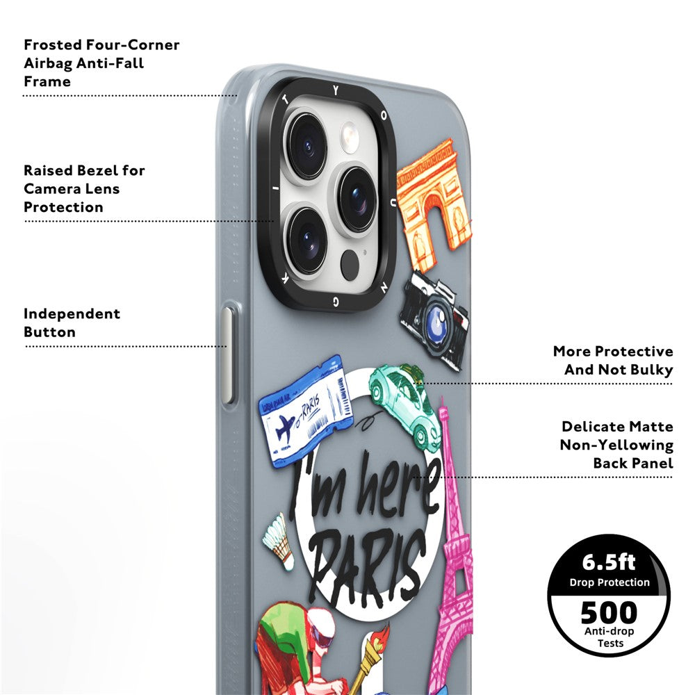 YOUNGKIT I'm Here Paris Series For iPhone 14 Pro Magnetic Case Cute Pattern Shockproof PC+TPU Phone Cover