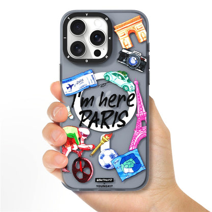 YOUNGKIT I'm Here Paris Series For iPhone 14 Pro Magnetic Case Cute Pattern Shockproof PC+TPU Phone Cover