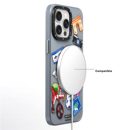 YOUNGKIT I'm Here Paris Series For iPhone 14 Pro Magnetic Case Cute Pattern Shockproof PC+TPU Phone Cover