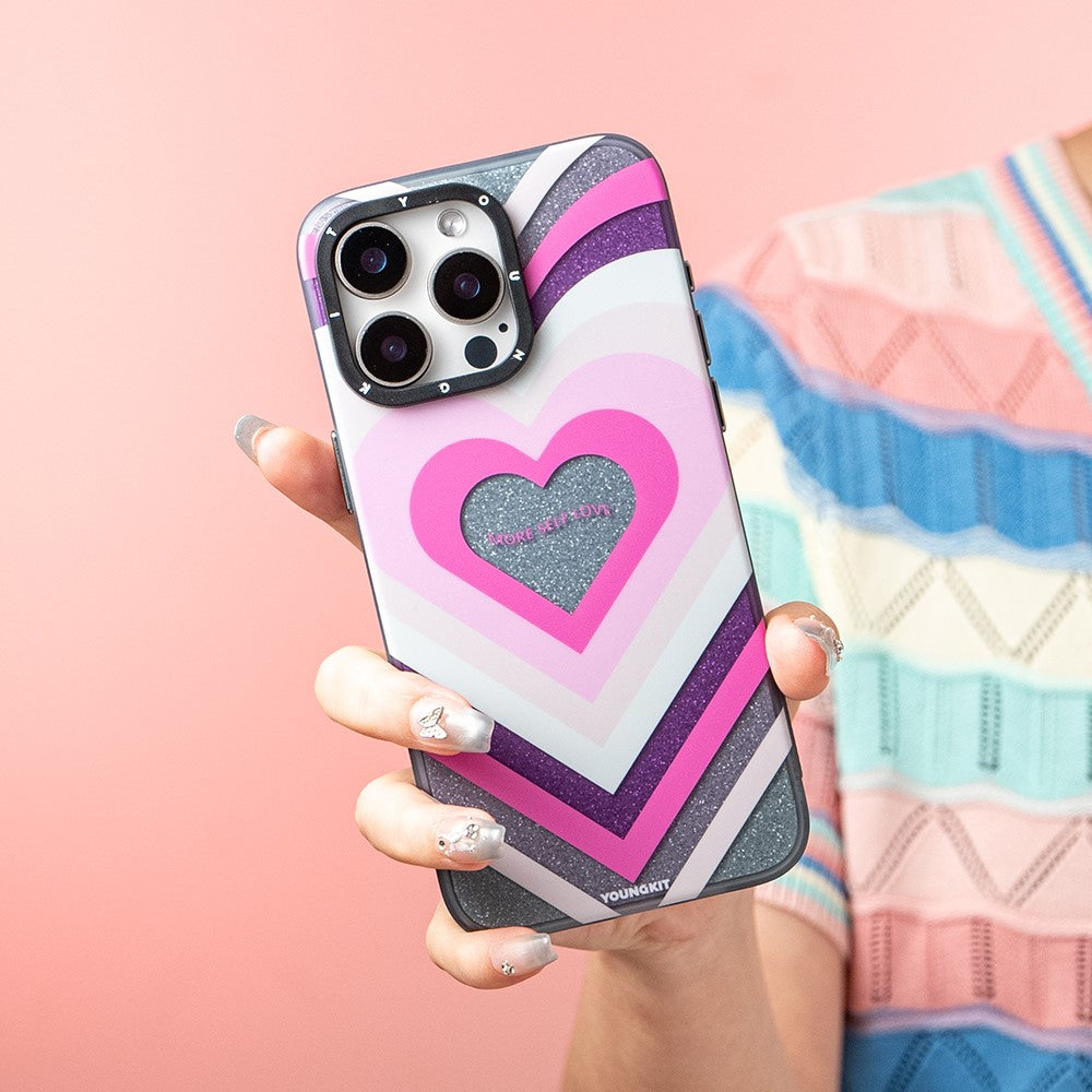 YOUNGKIT Dazzling Series For iPhone 14 Pro Magnetic Case Cute Pattern Anti-Fall PC Hard Phone Cover