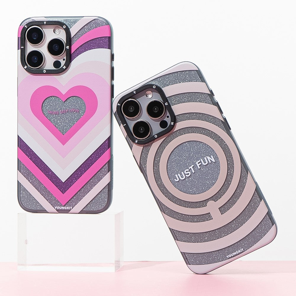 YOUNGKIT Dazzling Series For iPhone 14 Pro Magnetic Case Cute Pattern Anti-Fall PC Hard Phone Cover