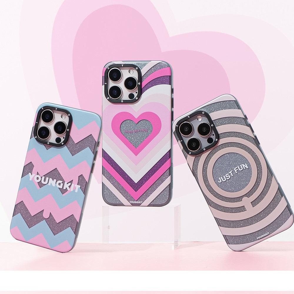 YOUNGKIT Dazzling Series For iPhone 14 Pro Magnetic Case Cute Pattern Anti-Fall PC Hard Phone Cover