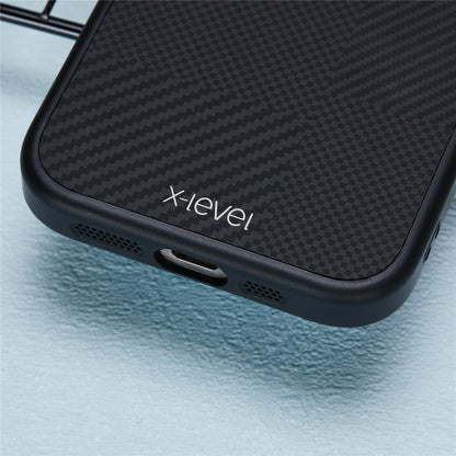X-LEVEL For iPhone 14 Pro Case Hard PC Scratch-Resistant Phone Cover Carbon Nano Fiber Texture