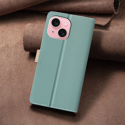 BINFEN COLOR BF33 For iPhone 14 / 13 Case Splicing Color PU Leather Protective Phone Cover