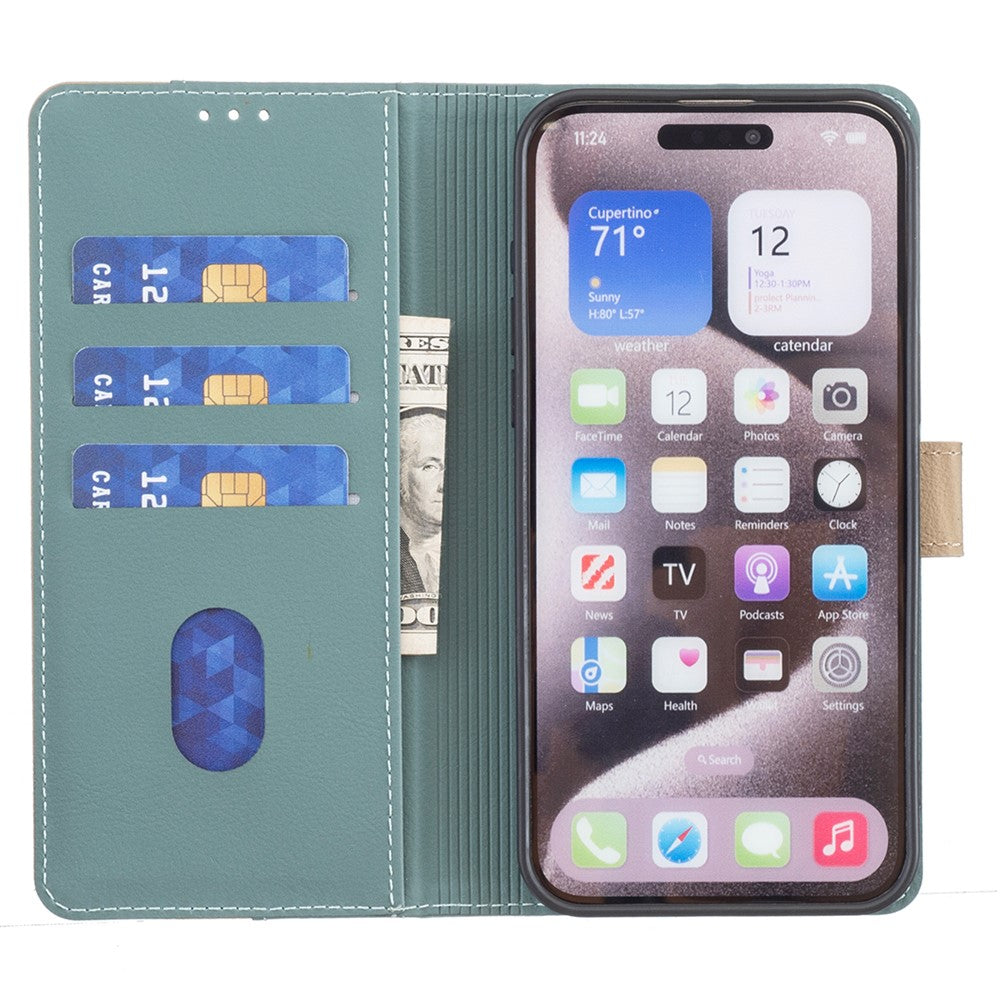 BINFEN COLOR BF33 For iPhone 14 / 13 Case Splicing Color PU Leather Protective Phone Cover