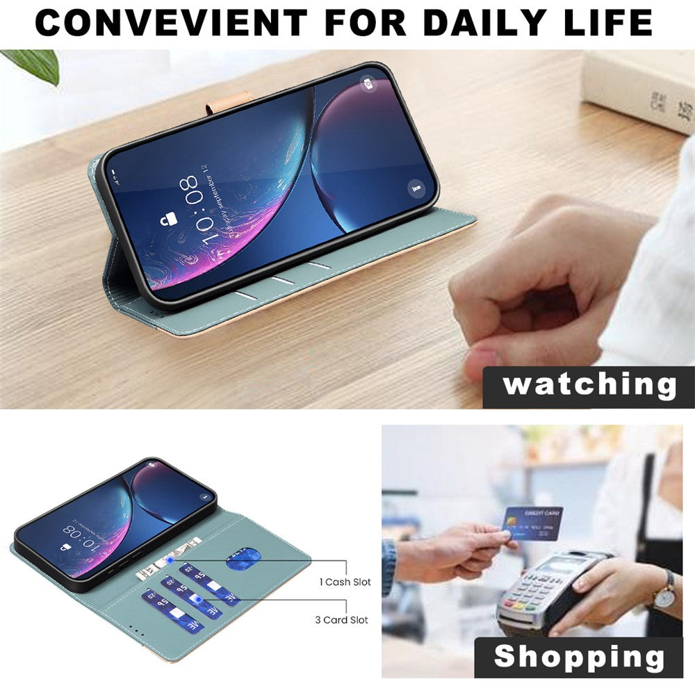 BINFEN COLOR BF33 For iPhone 14 / 13 Case Splicing Color PU Leather Protective Phone Cover