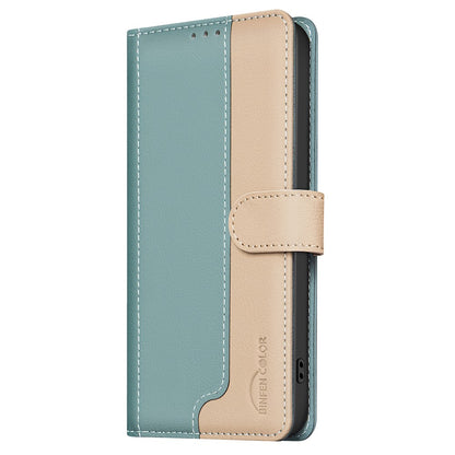 BINFEN COLOR BF33 For iPhone 14 / 13 Case Splicing Color PU Leather Protective Phone Cover