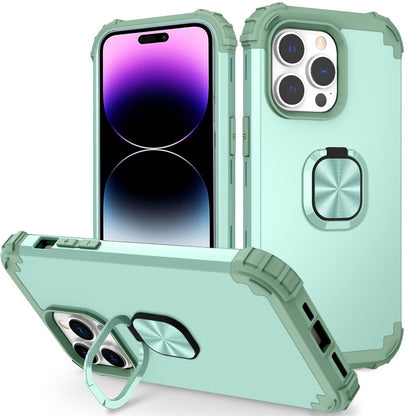For iPhone 14 Pro Max L-Style Phone Case with Ring Holder Kickstand Protective Phone Back Cover