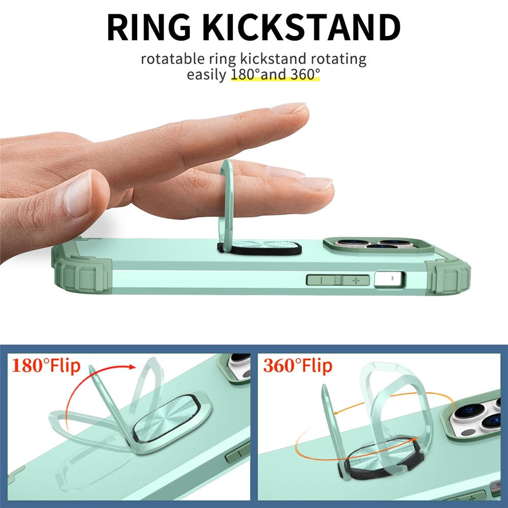 For iPhone 14 Pro Max L-Style Phone Case with Ring Holder Kickstand Protective Phone Back Cover