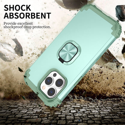 For iPhone 14 Pro Max L-Style Phone Case with Ring Holder Kickstand Protective Phone Back Cover